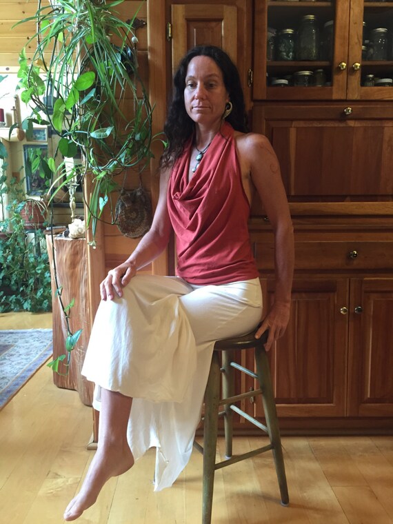 Simply Organic Cowl Neck Top Backless Drape Top Etsy