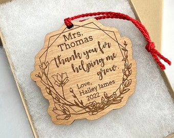 CUSTOM Teacher Appreciation Ornament - Christmas Tree Ornament - Personalization Available - Add Gift Card Holder - Teacher Gift