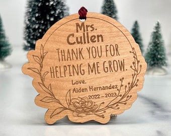 CUSTOM Teacher Appreciation Ornament - Christmas Tree Ornament - Personalization Available - Add Gift Card Holder - Teacher Gift