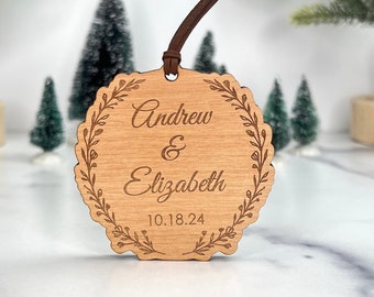 Bulk Wedding Favor Ornament - Custom Engraved Wood - Rustic Wedding - Christmas Ornament - Wholesale Pricing