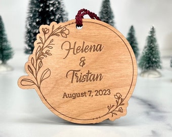 Bulk Wedding Favor Ornament - Custom Engraved Wood - Rustic Wedding - Christmas Ornament - Wholesale Pricing