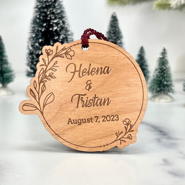 Bulk Wedding Favor Ornament - Custom Engraved Wood - Rustic Wedding - Christmas Ornament - Wholesale Pricing