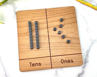 Wood Place Value Board - Counting Manipulative - Math Tool - Number Sense - Ones Tens Hundreds Thousands