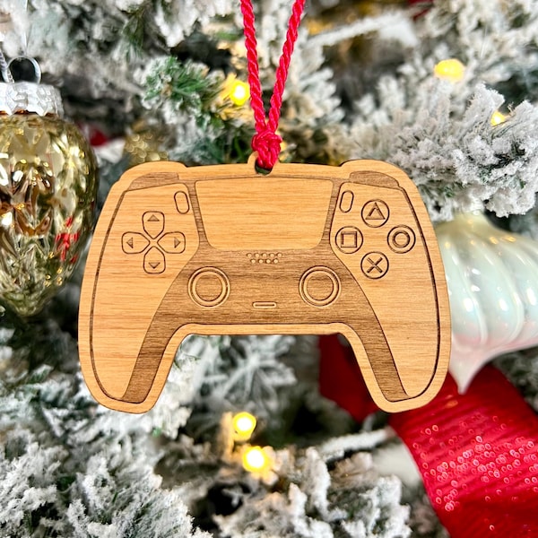 PlayStation PS5 Controller Christmas Tree Ornament - Personalization Available - Add Gift Card Holder