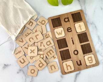 Wood CVC Board with Tiles - Consonant, Vowel, Consonant - Learning to Read