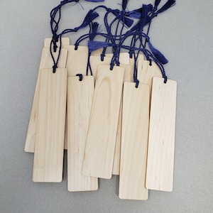 Bulk Blank Bookmarks - Sold Individually - Laser Cut Maple Wood with Lacquer Finish- With Tassel Wholesale