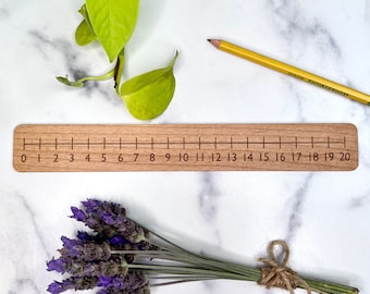 Wood Number Line - 0-20 - Counting Manipulative - Math Tool - Number Sense