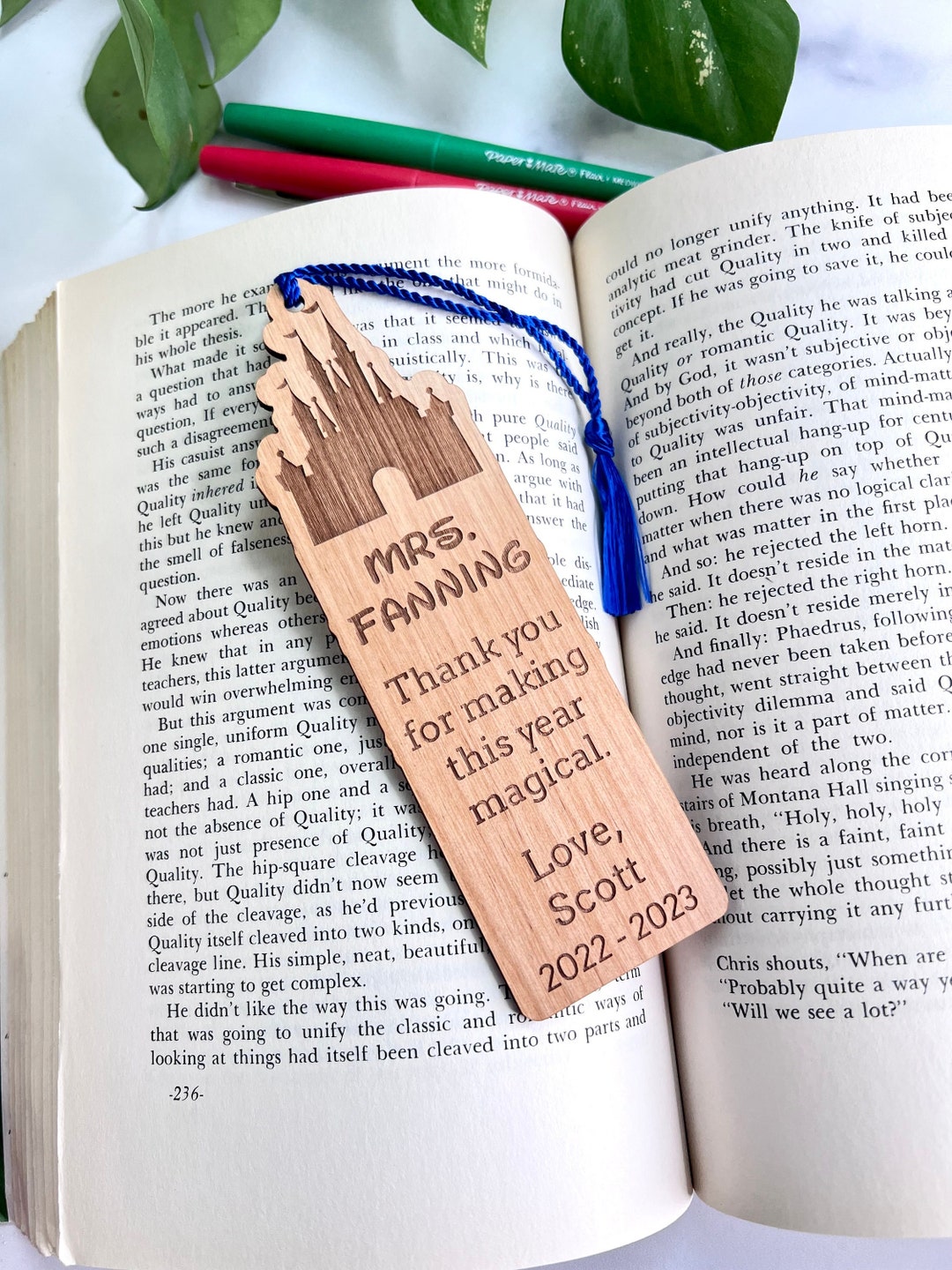 Disney Teacher Appreciation Gift Bookmark With Tassel - Laser Engraved ...