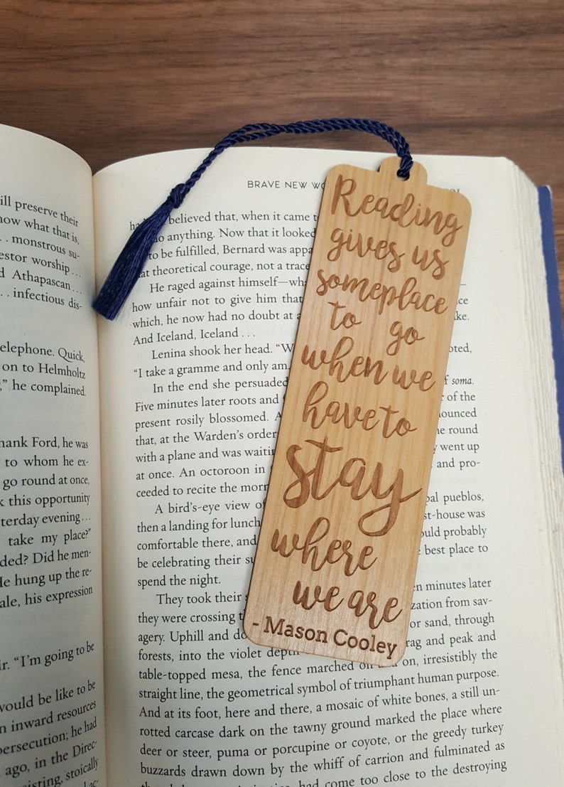 reading quote bookmark laser engraved alder wood reading etsy
