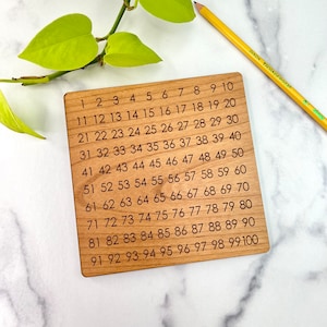 Wooden Number Board 1-100: Math Learning Tool (6&quot; x 6&quot;)