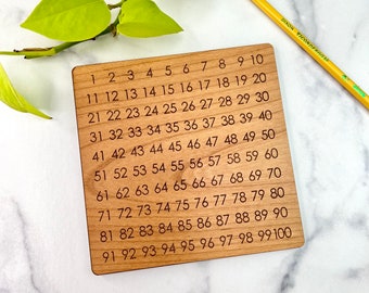 Wood Number Board 1 - 100 - 6" x 6" - Counting Manipulative - Math Tool - Number Sense