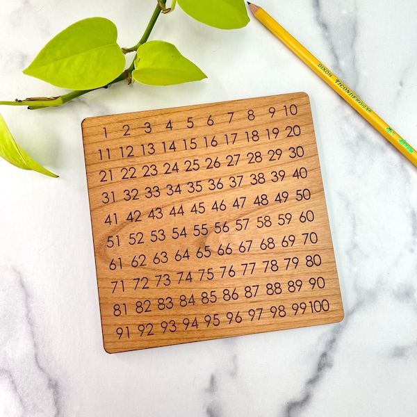 Wood Number Board 1 - 100 - 6" x 6" - Counting Manipulative - Math Tool - Number Sense