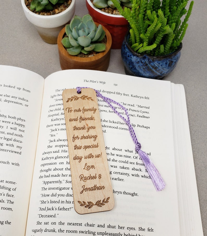 Wedding Favor Bookmarks Custom Quote Maple Wood Custom Etsy
