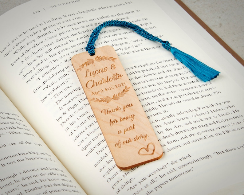 Wedding Favor Bookmarks Custom Quote Maple Wood Custom - Etsy