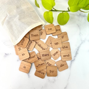 Sight Word Tiles Laser Engraved 1.5 Wood Squares Fry 100 Dolch Sight Words Custom Curriculum Available image 2