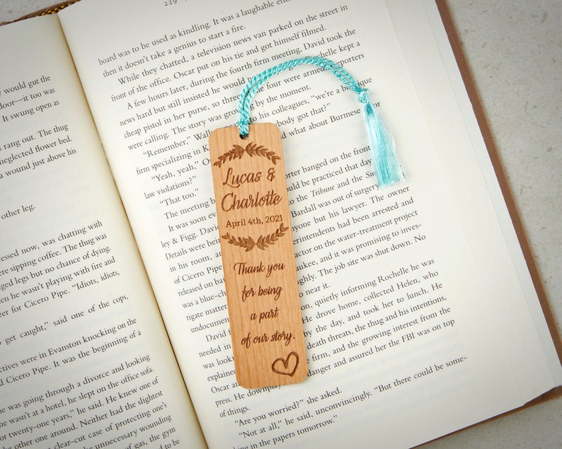 Wedding Favor Bookmarks Custom Quote Alder Wood Custom - Etsy