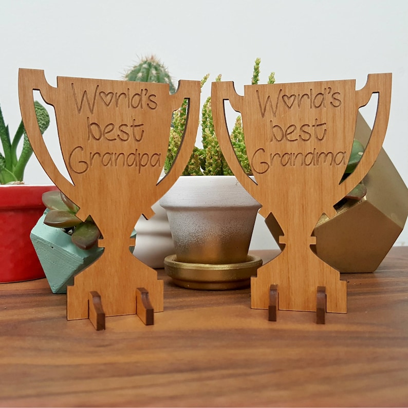 World's Best Grandma Desktop Trophy Laser Engraved Wood Etsy