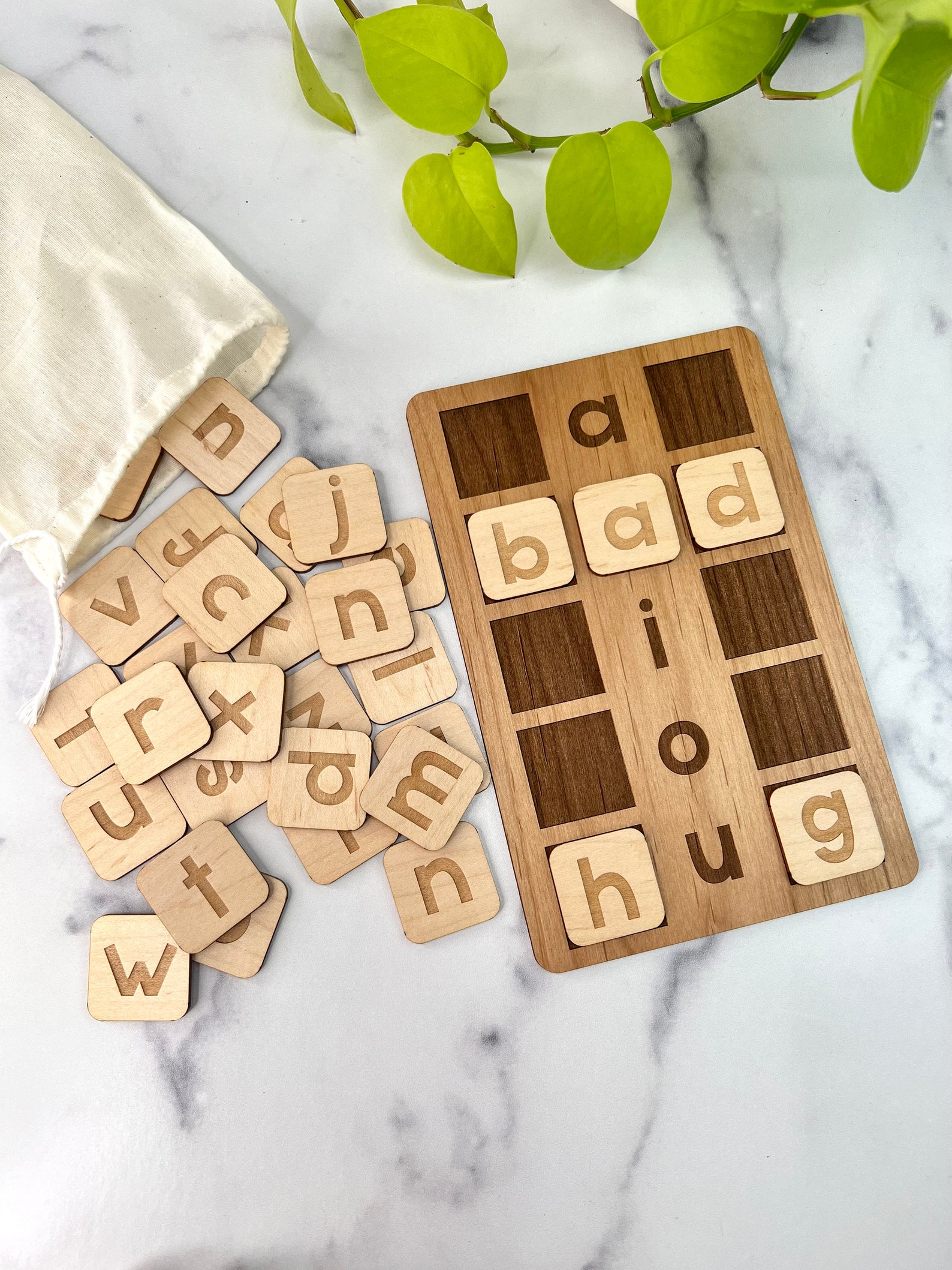 Cvc Letter Tile Pattern Wood CVC Board With Tiles - Consonant, Vowel, Consonant - Learning to ...