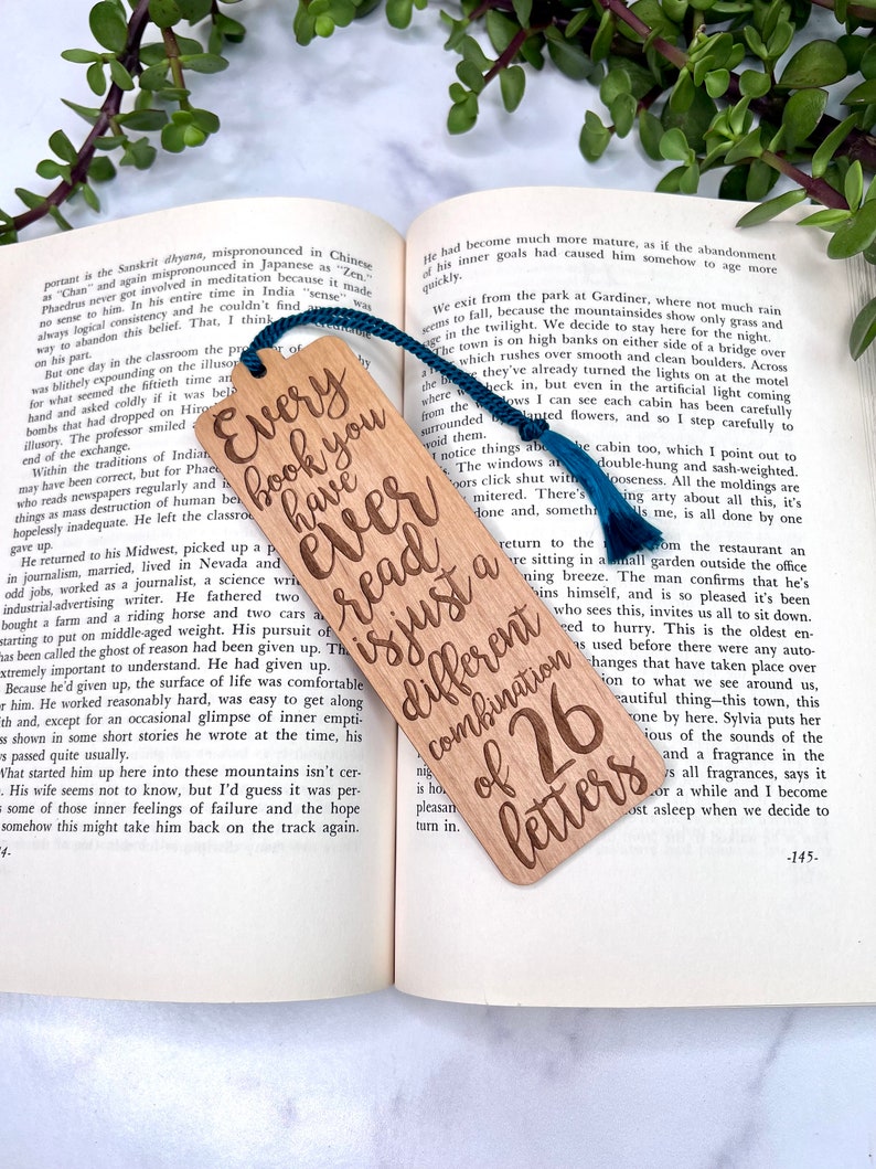 Every Book You Have Ever Read Bookmark Laser Engraved Alder Wood Book Mark Quote Custom Engraving on Back image 4