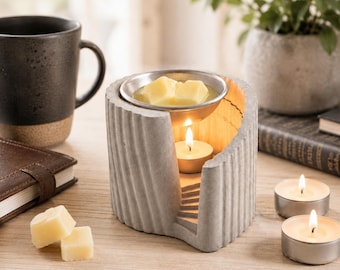 Gift for Him Concrete Wax Melt Warmer, Minimalist Tealight Burner, Unique Birthday Gift for Husband, Dad or Boyfriend, Home Office Decor