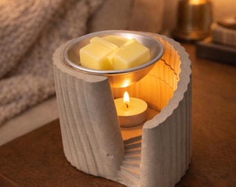 Housewarming Gift Set, Concrete Wax Melt Warmer with Wax Melts and 3 Tealights, New Apartment Gift, Cozy Home Fragrance Decor