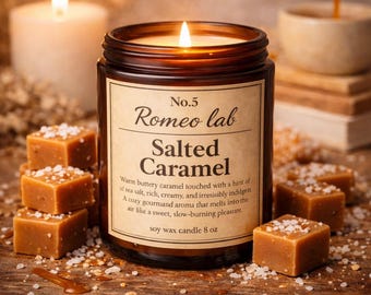 Salted Caramel Soy Candle – Handmade Dessert Scented Candle