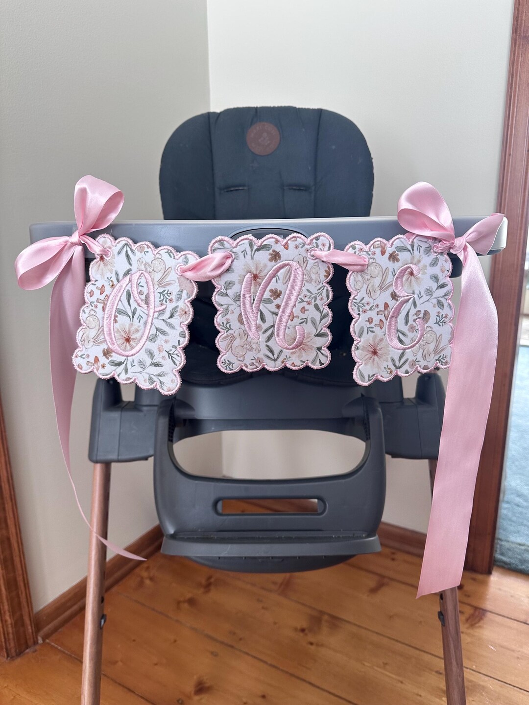 PINK Embroidered High Chair 1st Birthday Banner - Etsy