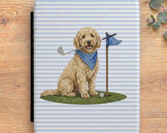 Goldendoodle Golf Kindle Case, Dog Kindle Cover, Striped Kindle Sleeve, Preppy Kindle Case, Golf Lover Gift