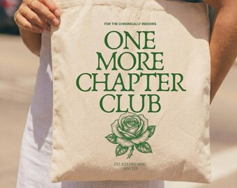 One More Chapter Club Tote Bag, Book Lover Vintage Canvas Tote, Cozy Reader Gift, Literary Bookish Bag, Introvert Reading Aesthetic Tote