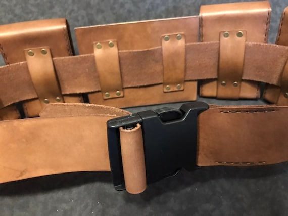 Large Utility Belt Set With Pouches Made With Leather in a Brown