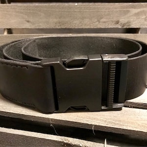 2 Wide Leather Belt with Quick Release Buckle image 3