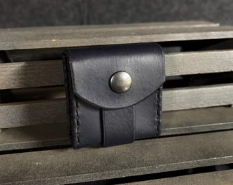 Clean Black Center Strap (Mini) Leather Belt Pouch with 2" Belt Loop (Ready to Ship!)