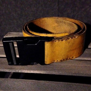 2 Wide Leather Belt with Quick Release Buckle image 2