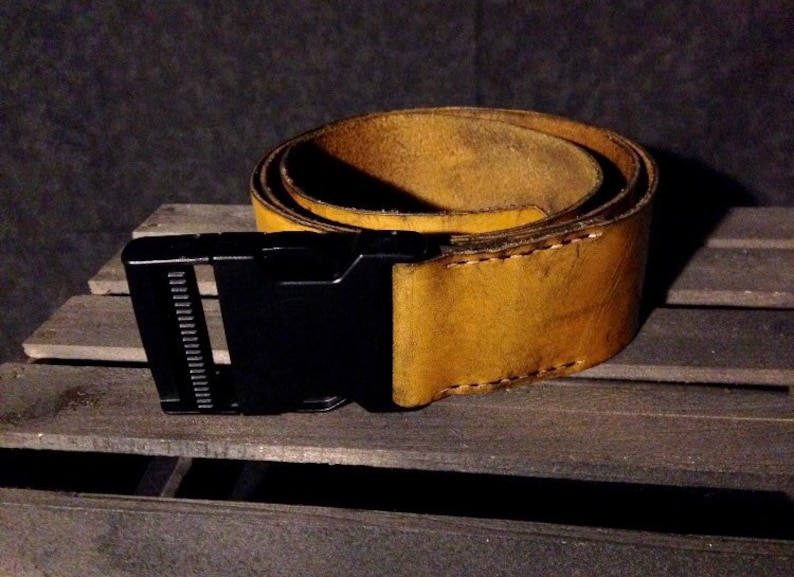 2 Wide Leather Belt with Quick Release Buckle image 2