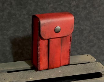 Weathered Red (Large) Leather Belt Pouch with 2" Belt Loop (Ready to Ship!)