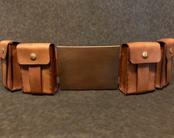 Large Leather Utility Belt Set Brown