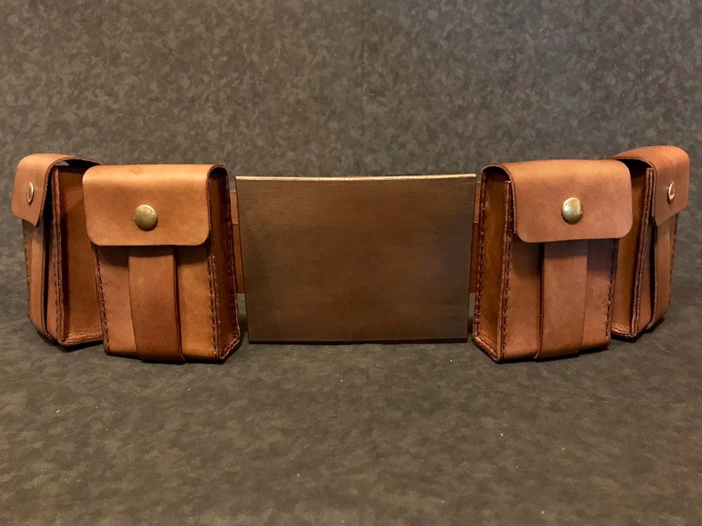 Large Utility Belt Set With Pouches Made With Leather in a Brown