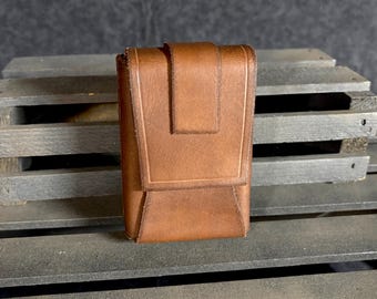 Clean Brown Tactical Leather Belt Pouch with 2.5" Belt Loop (Ready to Ship!)