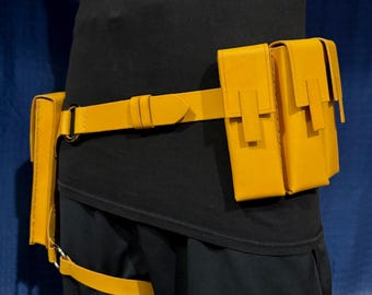 Leather Utility Belt with Large Drop leather pouch and 3 Waist Pouches