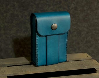 Blue (Large) Leather Belt Pouch
