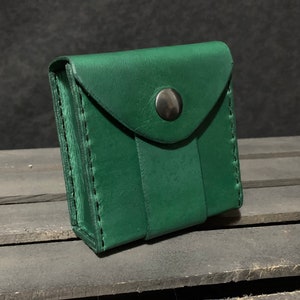 Square Leather Belt Pouch Clean Green
