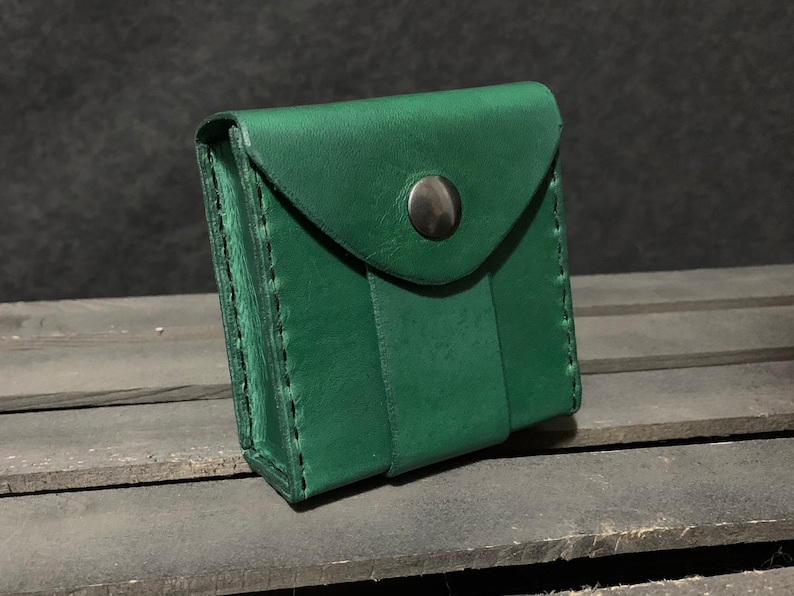 Square Leather Belt Pouch Clean Green