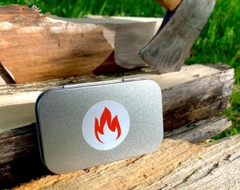 Fire Starting Tin Kit with Leather Pouch