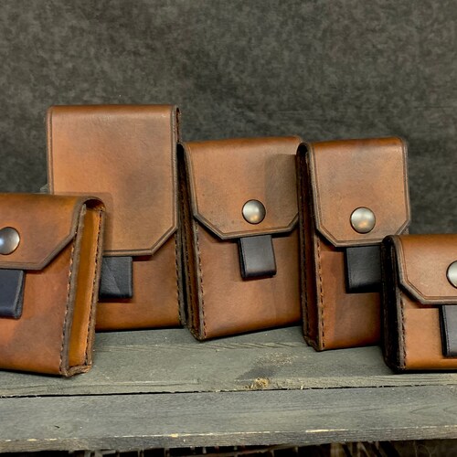 Tabbed Leather Belt Pouches Etsy