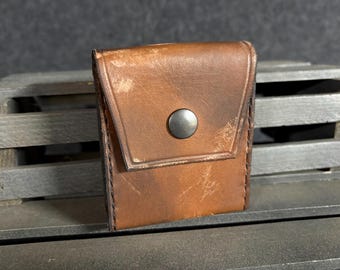 Weathered Brown Merchant Leather Belt Pouch with 2" Belt Loop (Ready to Ship!)