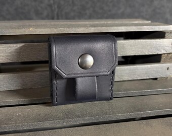 Clean Black Tabbed Leather Belt Pouch with 2" Belt Loop (Ready to Ship!)
