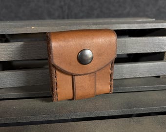 Clean Brown Center Strap (Mini) Leather Belt Pouch with 2" Belt Loop (Ready to Ship!)