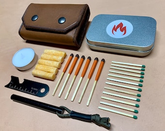 Fire Kit with Leather Belt Pouch