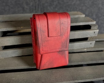 Weathered Red Tactical Leather Belt Pouch with 2" Belt Loop (Ready to Ship!)