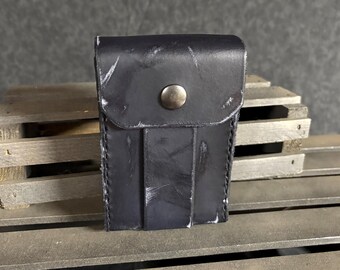 Weathered Black (Large) Leather Belt Pouch with 2.5" Belt Loop (Ready to Ship!)